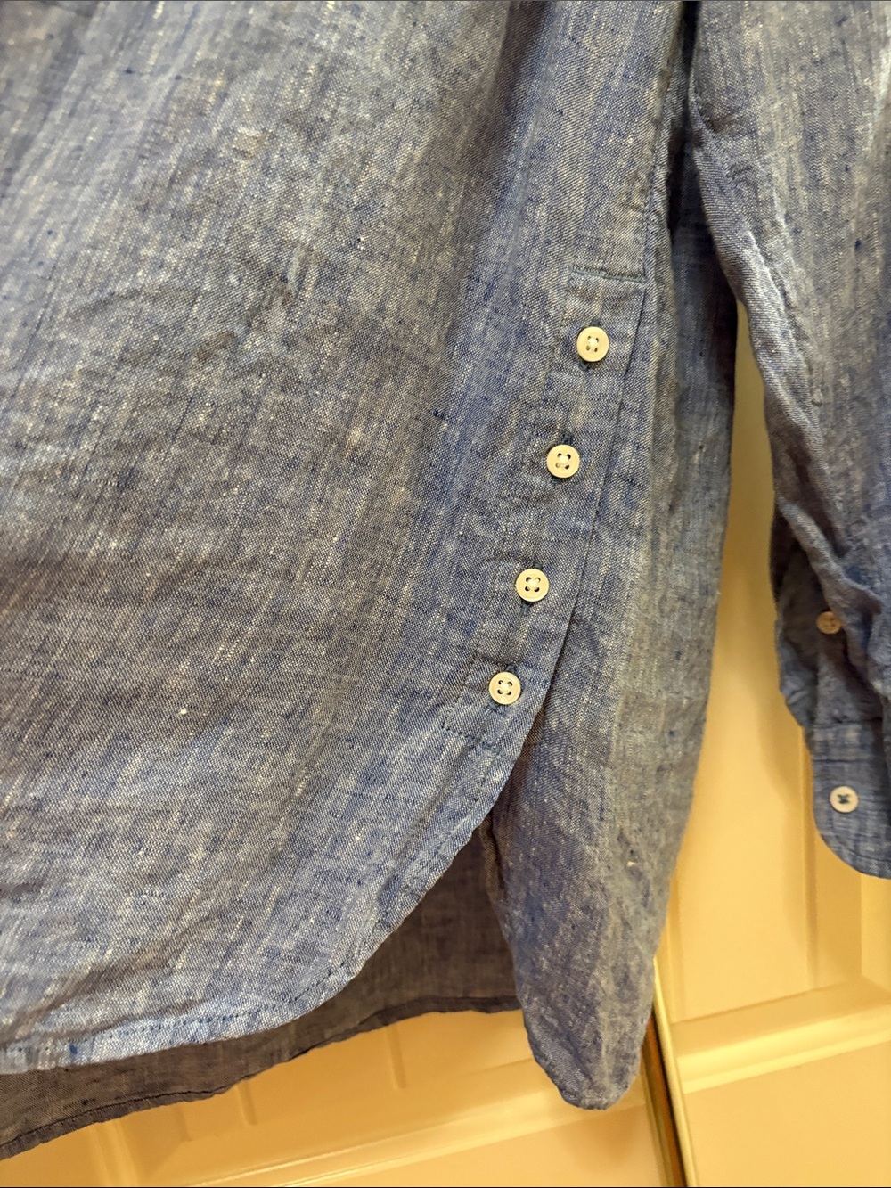 Talbots Light Blue Linen Casual Button-Front Shirt - Picture 2 of 4